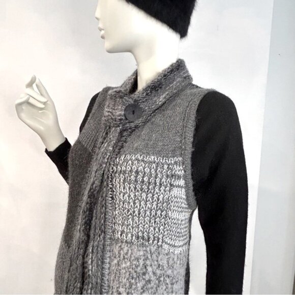 Vintage Boho Alpaca Patchwork Knit Long Vest - Picture 5 of 12